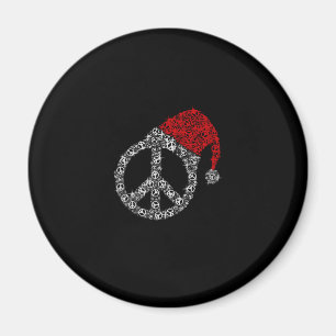 Happy Christmas Hippies Symbol Santa Claus Hat Magnet