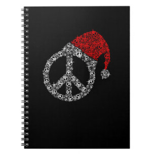 Happy Christmas   Hippies Symbol Santa Claus Hat Notebook