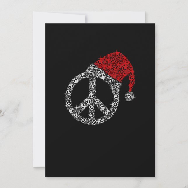 Happy Christmas | Hippies Symbol Santa Claus Hat Thank You Card (Front)