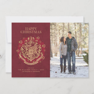 Happy Christmas   HOGWARTS™ Crest Family Photo Holiday Card