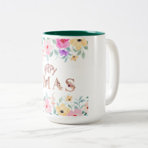 Happy Christmas Holiday Elegant Two-Tone Coffee Mug