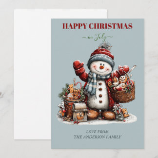 Happy Christmas in July Snowman Greeting Card