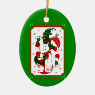 happy christmas krampus santa ceramic ornament