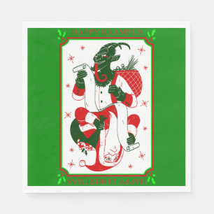 happy christmas krampus santa napkin
