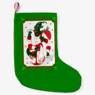 happy christmas krampus santa small christmas stocking
