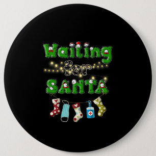 Happy Christmas Merry Christmas Waiting Santa 6 Cm Round Badge