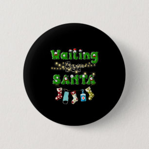 Happy Christmas Merry Christmas Waiting Santa 6 Cm Round Badge