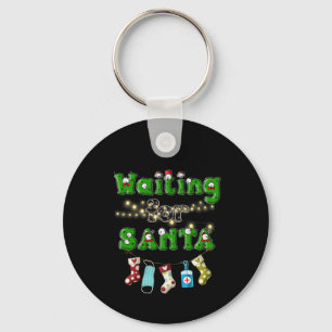 Happy Christmas Merry Christmas Waiting Santa Key Ring