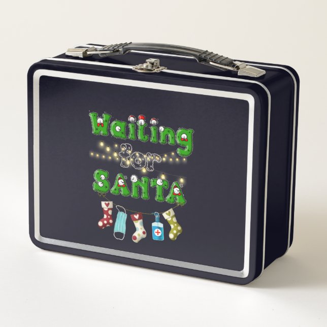 Happy Christmas | Merry Christmas Waiting Santa Metal Lunch Box (Front)