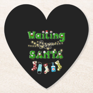 Happy Christmas Merry Christmas Waiting Santa Paper Coaster