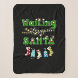 Happy Christmas   Merry Christmas Waiting Santa Sherpa Blanket