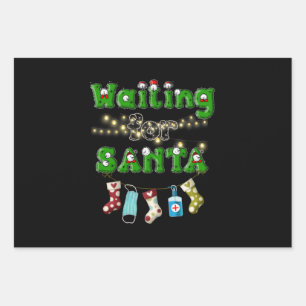 Happy Christmas Merry Christmas Waiting Santa Wrapping Paper Sheet