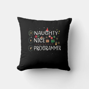 Happy Christmas   Naughty Nice Programmer Cushion