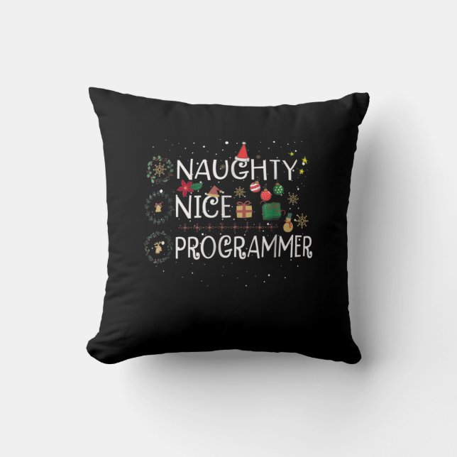 Happy Christmas | Naughty Nice Programmer Cushion (Front)