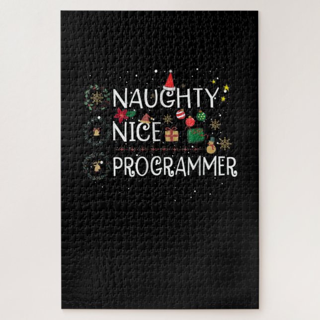 Happy Christmas | Naughty Nice Programmer Jigsaw Puzzle (Vertical)
