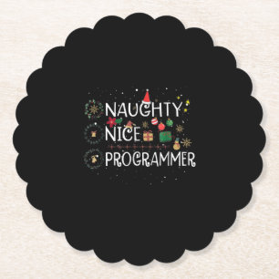 Happy Christmas Naughty Nice Programmer Paper Coaster