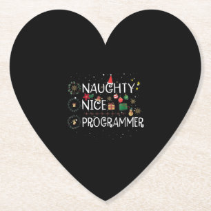 Happy Christmas Naughty Nice Programmer Paper Coaster