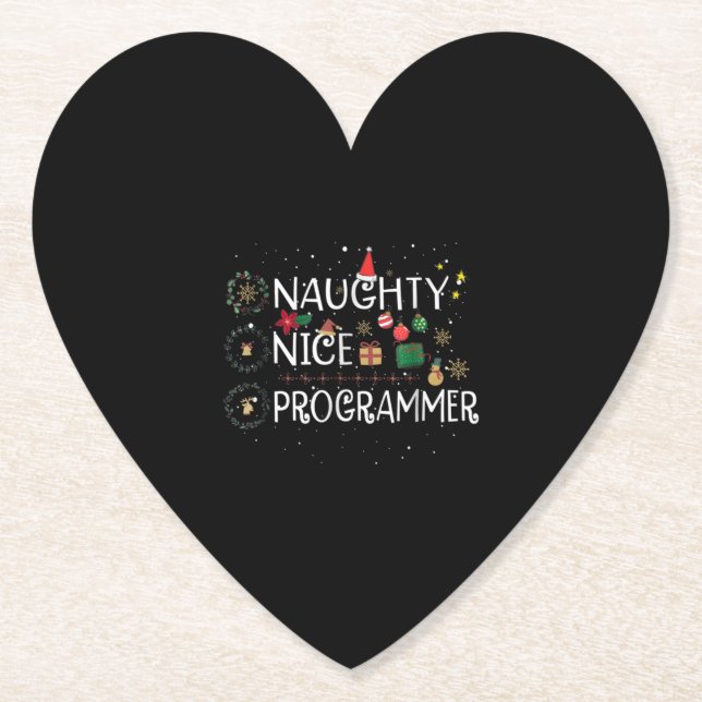 Happy Christmas | Naughty Nice Programmer Paper Coaster (Front)
