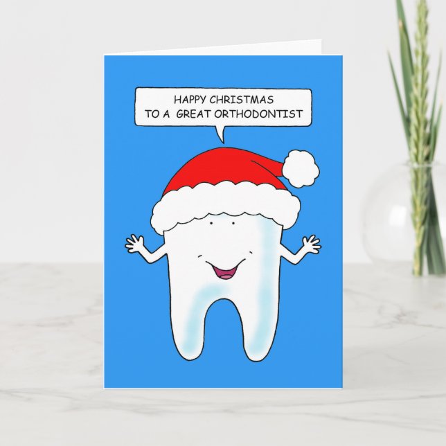 Happy Christmas Orthodontist Talking Tooth Card (Front)
