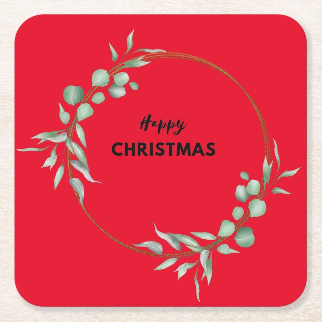 Happy Christmas paper coasters (Front)