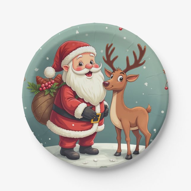 happy christmas paper plate (Front)