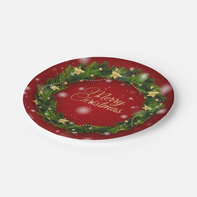 Happy Christmas Party Time Design Paper Plate (Angled)