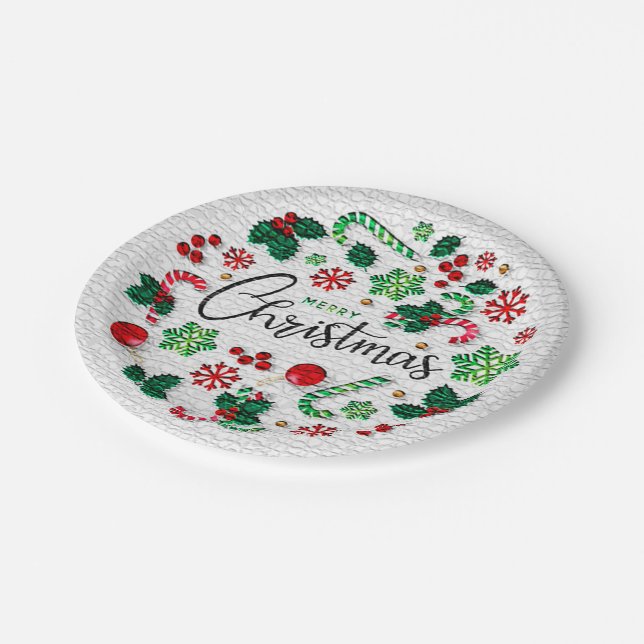 Happy Christmas Party Time Design Paper Plate (Angled)
