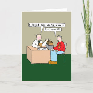 Happy Christmas Patient in Consultation Cartoon Holiday Card