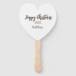 Happy Christmas peach black year name details holi Hand Fan