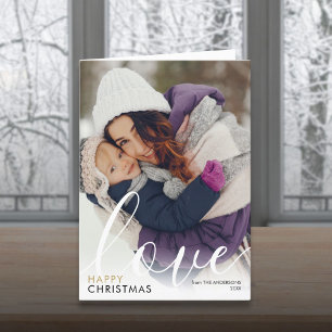 Happy Christmas Photo Script Love Chic Modern Holiday Card
