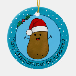 Happy Christmas Potato Personalised Ceramic Ornament