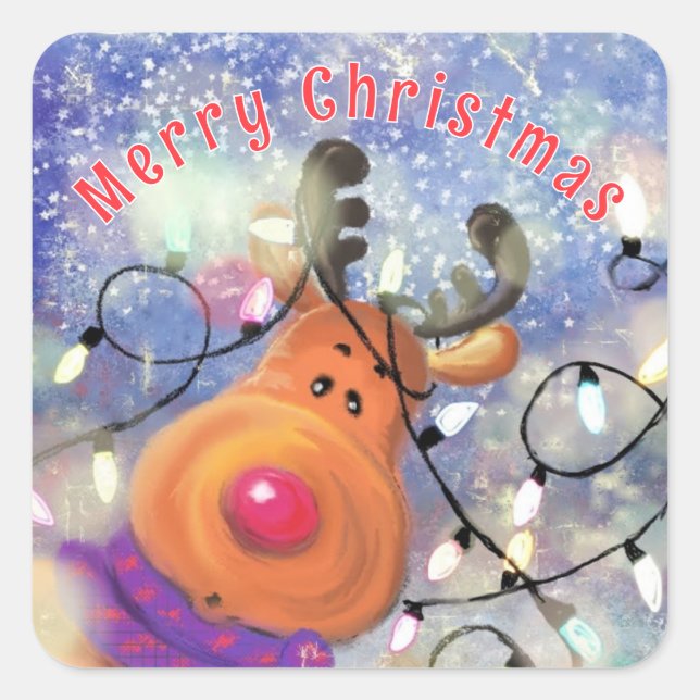 Happy Christmas Reindeer Stickers (Front)