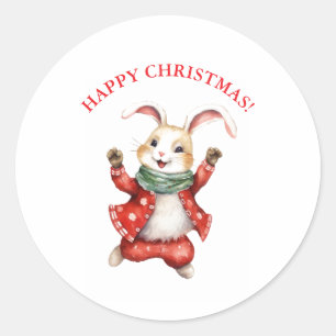 HAPPY CHRISTMAS RETRO BUNNY STICKER
