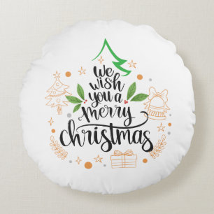 happy christmas round cushion