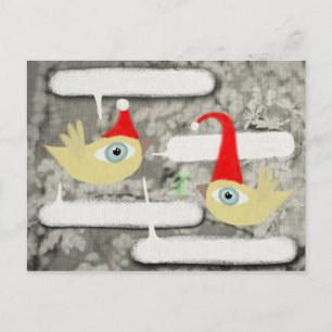 Happy christmas Santa Claus december bird postcard