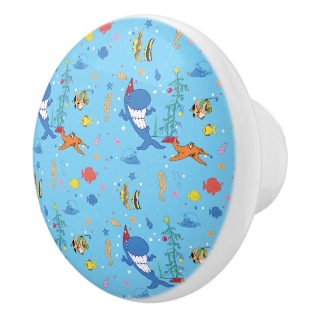 Happy Christmas Shark Ceramic Knob (Right)