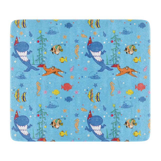 Happy Christmas Shark Cutting Board (Front)