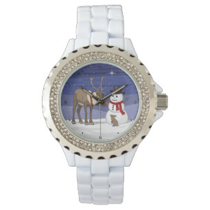 Happy Christmas Snowman & Cute Reindeer Watch