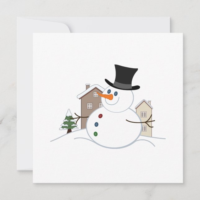 Happy Christmas Snowman Illustration Holiday Card (Front)