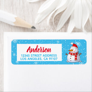 Happy Christmas Snowman Return Address Label