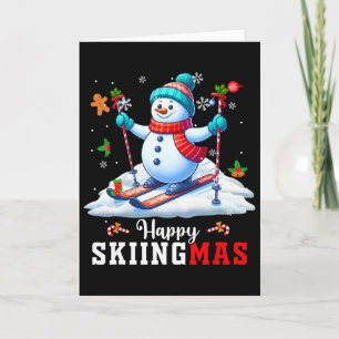 Happy Christmas Snowman Skiing Xmas Player Kids Fa Card