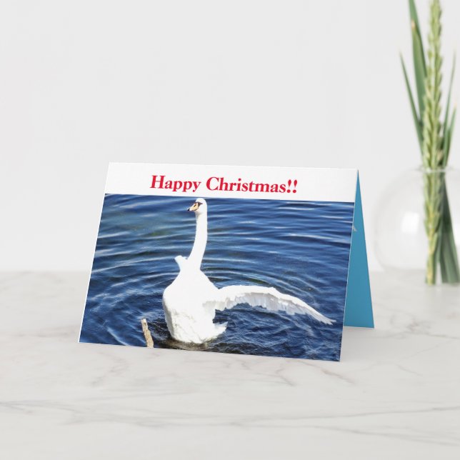 Happy Christmas Swan Card (Front)