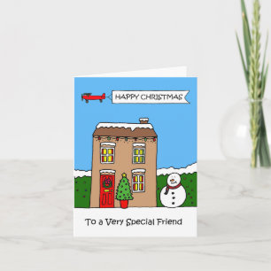 Happy Christmas to Friend Festive House Card