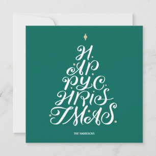 Happy Christmas Tree - Evergreen Flat Holiday Card