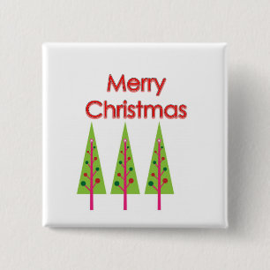 Happy Christmas Trees 15 Cm Square Badge