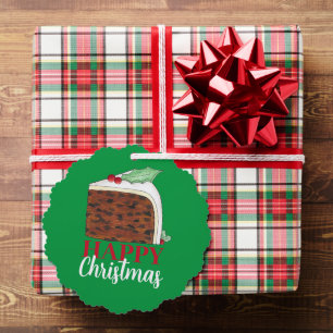 Happy Christmas UK British Cake Slice Festive Tree Decoration Card