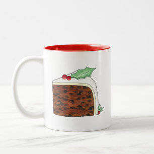 Happy Christmas UK British Cake Slice Festive Two-Tone Coffee Mug