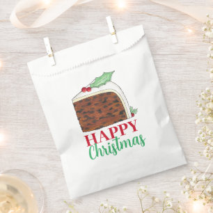Happy Christmas UK British Cake Slice Homemade Favour Bag