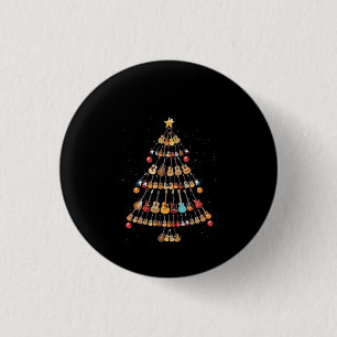 Happy Christmas Ukulele Instrument Christmas Tree 3 Cm Round Badge