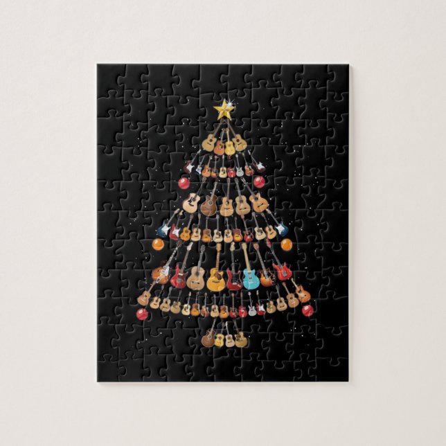 Happy Christmas|Ukulele Instrument Christmas Tree Jigsaw Puzzle (Vertical)